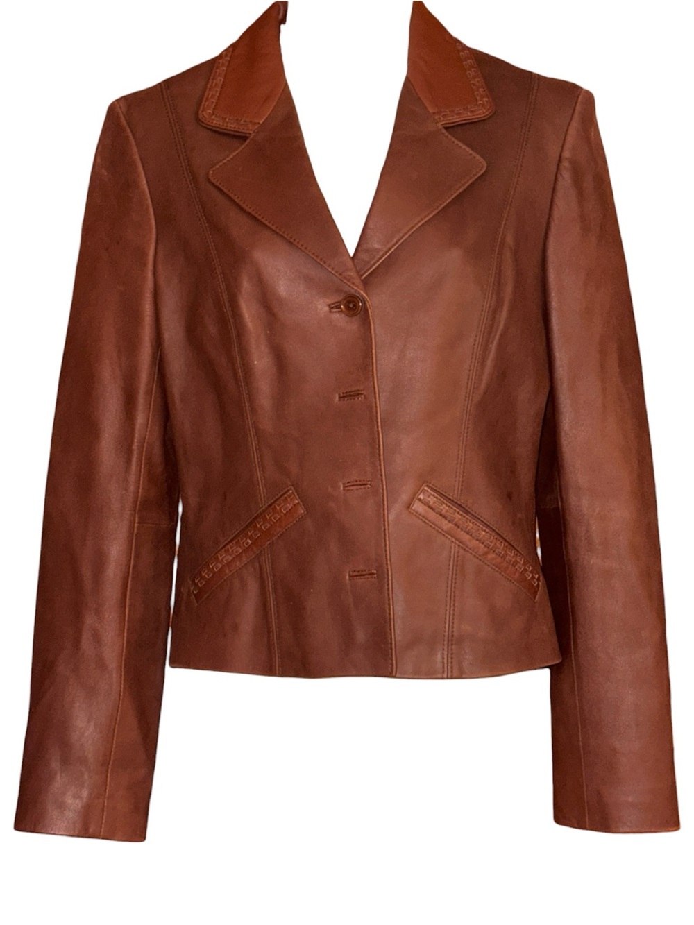 Mill Valley Sheepskin & Leather Co. Women's Brown Leather Tailored Blazer Sz 6